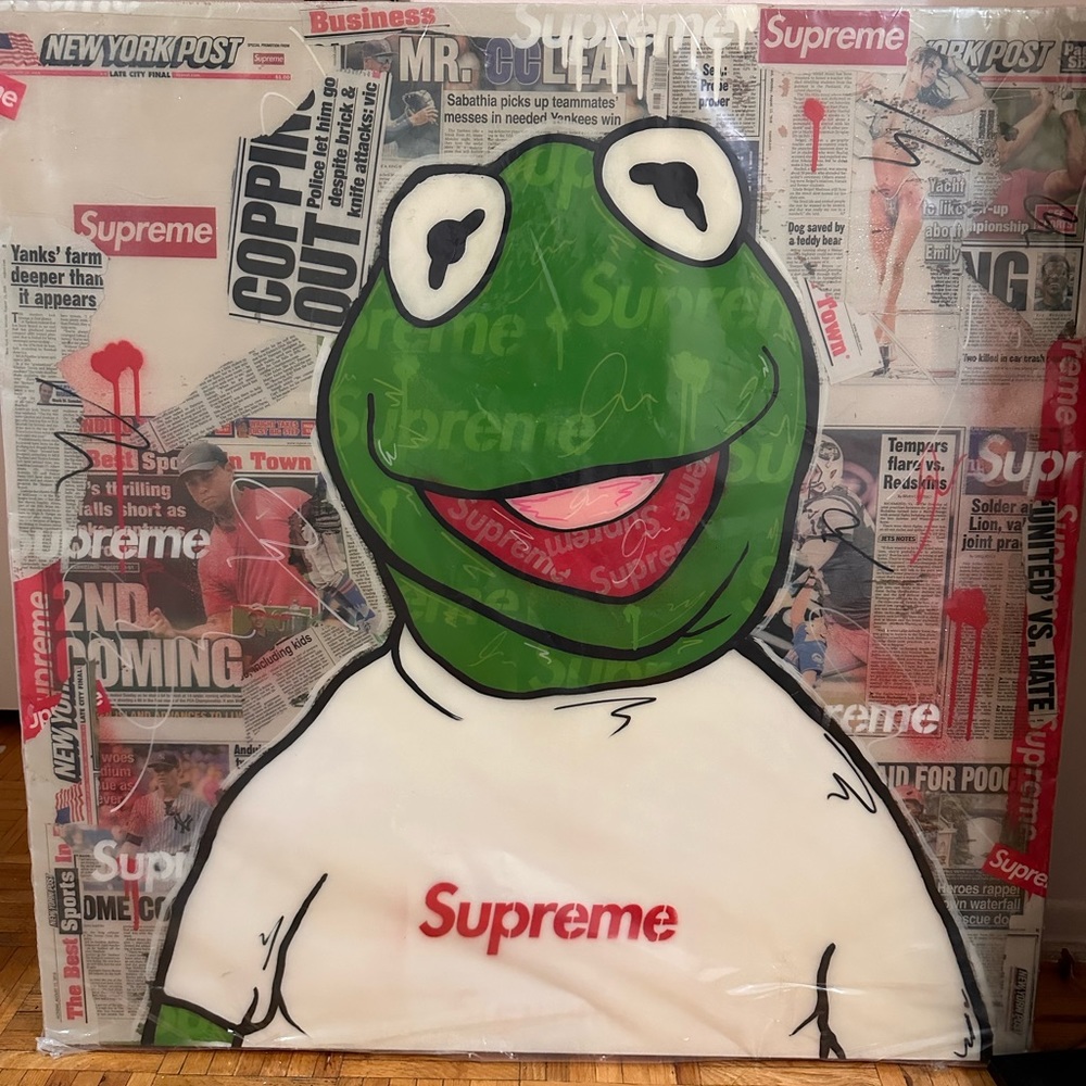 Supreme X Kermit the Frog street art painting